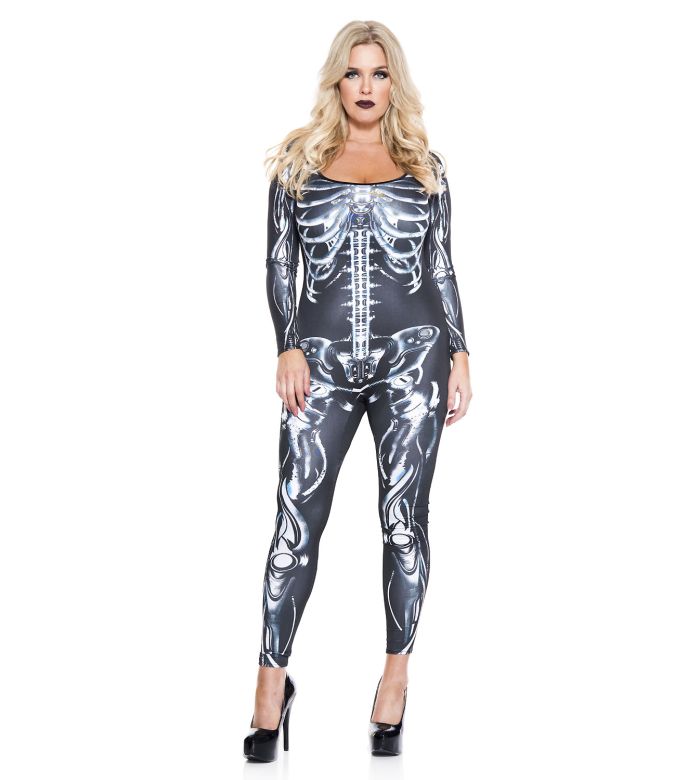Music Legs 3 PC. Includes: Plus Size Skeleton Print Bodysuit, Matching Arm  Warmers, And Skeleton Print Leg Warmers ML71005Q