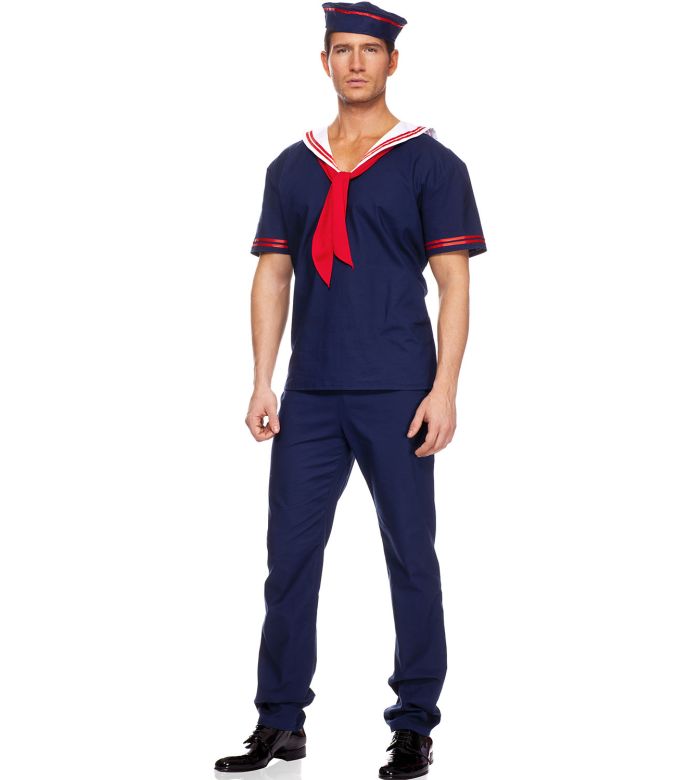 Music Legs The Mens Ahoy Sailor Costume Is A Three Piece Set That Features  A Navy Bl