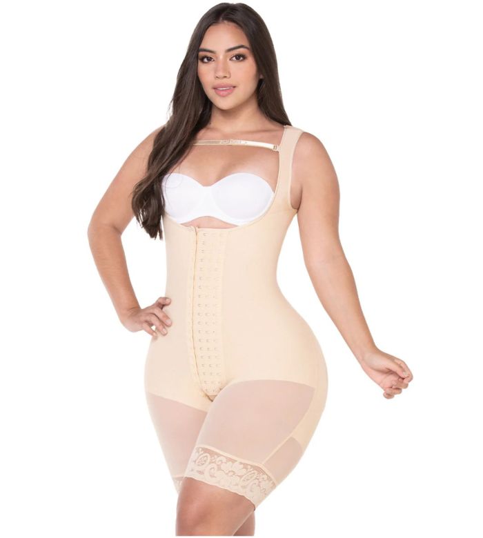 WOMEN'S COLOMBIAN MID THIGH POWERNET SHAPER WITH BRA. POST-SURGERY